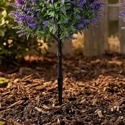 2PCS Artificial Lavender Stakes 50cm Fake Purple Flowers With Ground Spike For Garden Patio Outdoor Decor