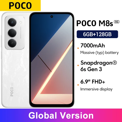 Смартфон POCO M8s 5G, 7000 мАч, Snapdragon, 50 МП, 6.9" FHD+ 144 Гц