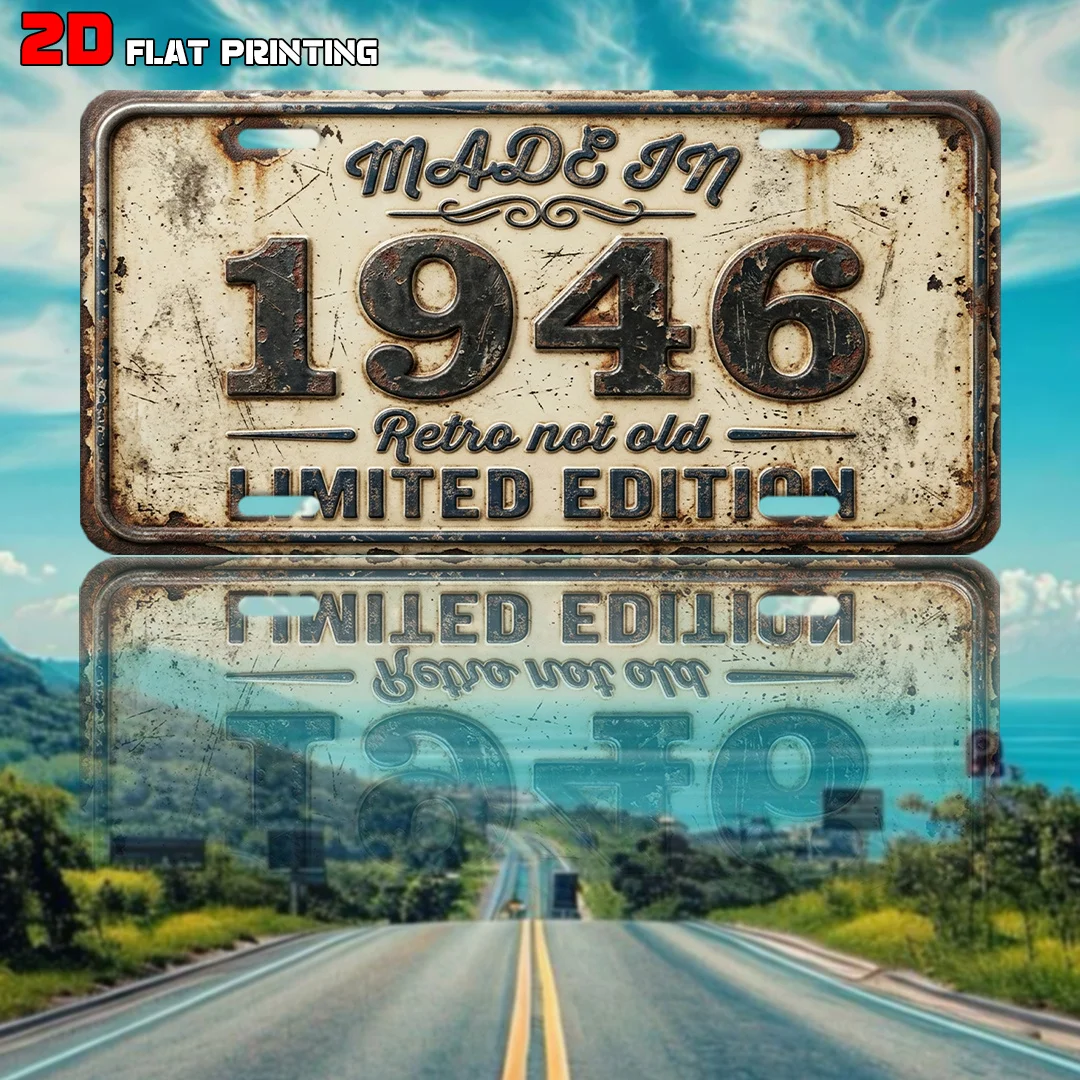 2D Flat, 1pc 1946 Limited Edition Vintage Sign Suitable for Home, Garage, for Man Cave Wall Decor - Retro 6