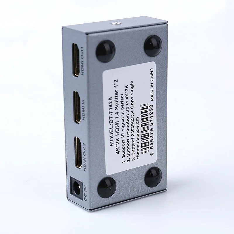 하이테크 HDMI 분배기 1in 2 Out 4k/2k@30hz 3D 24-26AWG Dc5v HDCP 1.4 hdmi 비디오 분배기 광학 Cctv 멀티미디어