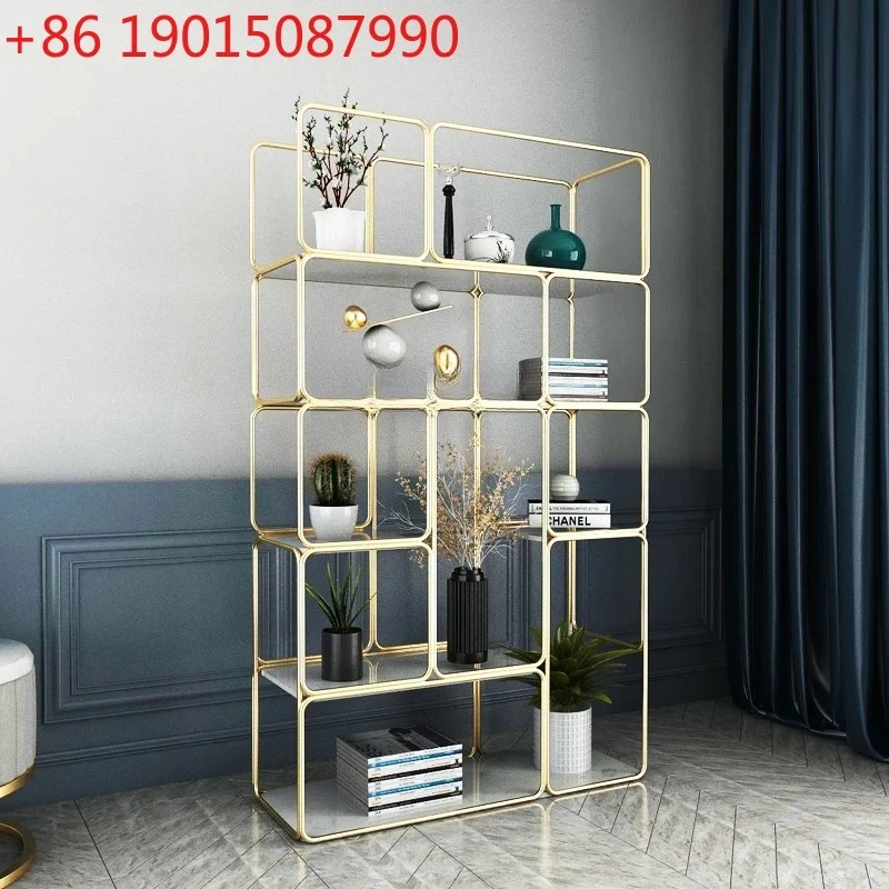 

Yh Living room shelf partition wrought iron Nordic bookshelf entrance floor storage rack modern