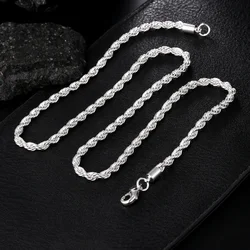 Silver Color Jewelry Sets Fashion Round Box Chain Bracelet Necklace Women Girls Wedding Party Bridal Jewelry Set