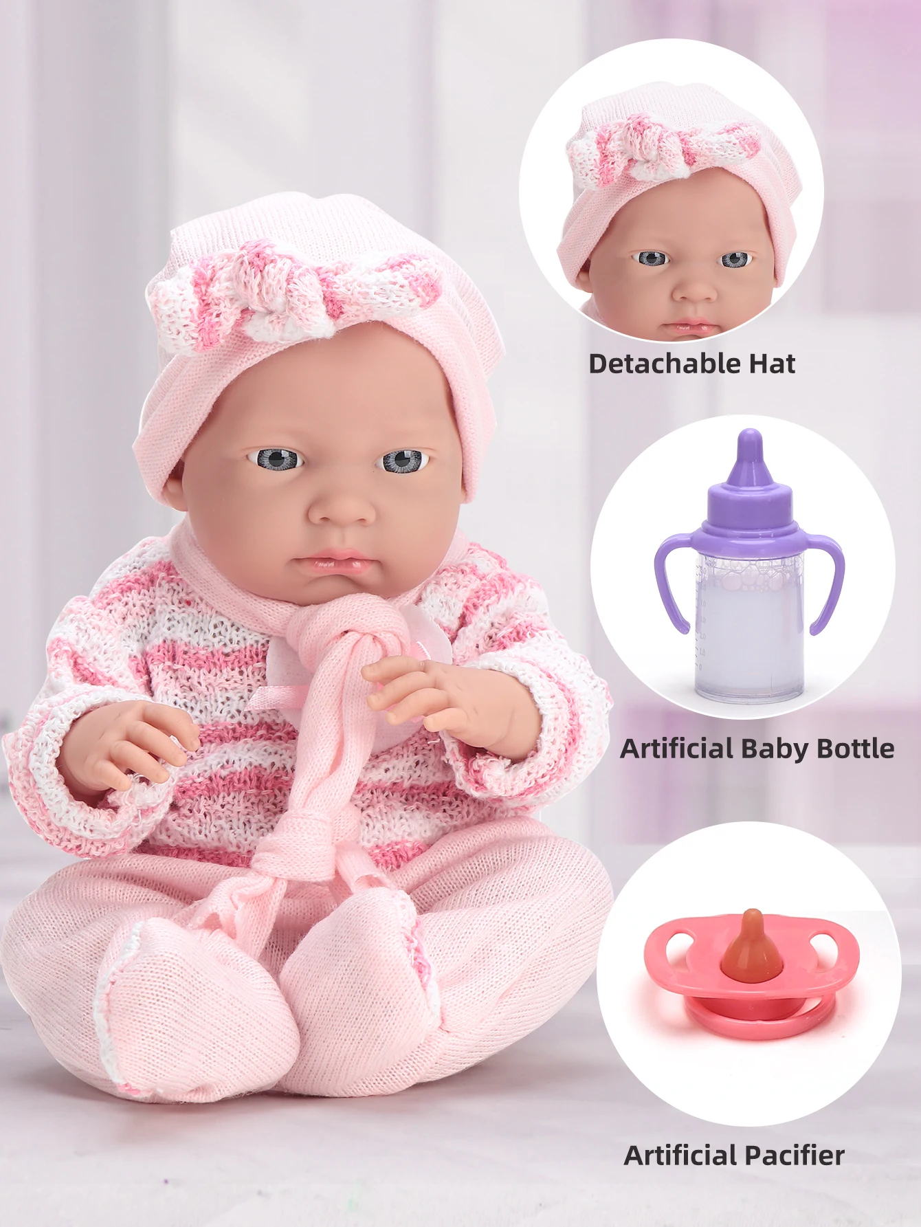 16 inch baby doll baby doll with feeding pacifier, magic milk bottle, girl toddler doll toy, baby pretend playset