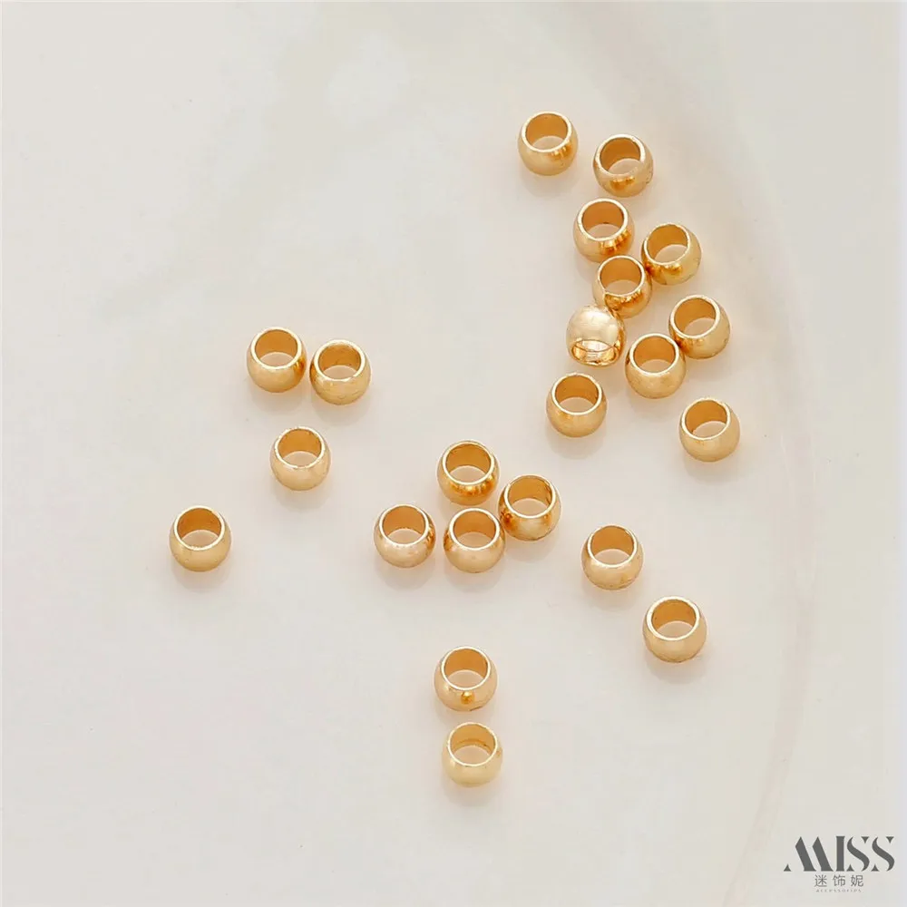 14K Gold Color Pinch-flat Positioning Bead Clip Bead DIY Bracelet Necklace End-fixing Wire Clip Buckle Tube Accessories