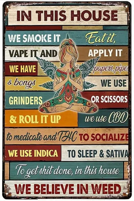 اليوغا في هذا المنزل نؤمن في علامات القصدير الاعشاب علامة معدنية عتيقة للمقهى المنزل مزرعة سوبر ماركت بار حانة المرآب فندق عشاء مال