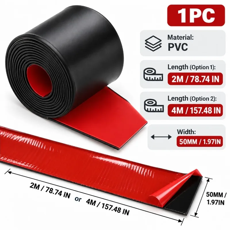 1PC 2/4M PVC Car Side Skirt Protector Strip Self Adhesive Bumper Trim Anti Scratch Guard Auto Body Edge Cover