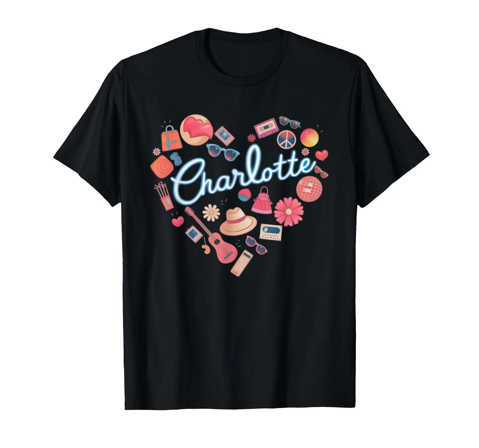 

Retro Heart-Shaped T-Shirt with Personalized First Name