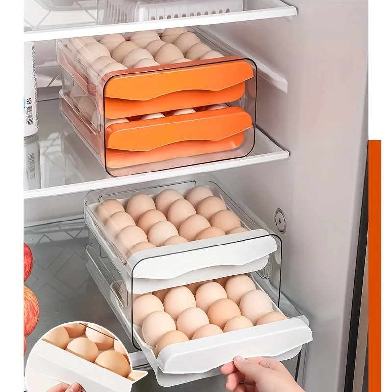 Modern & Sustainable Double-Layer Egg Storage Box - Leak-Proof, Shock-Resistant, Multipurpose & Easy-Clean for Kitchen Organizat