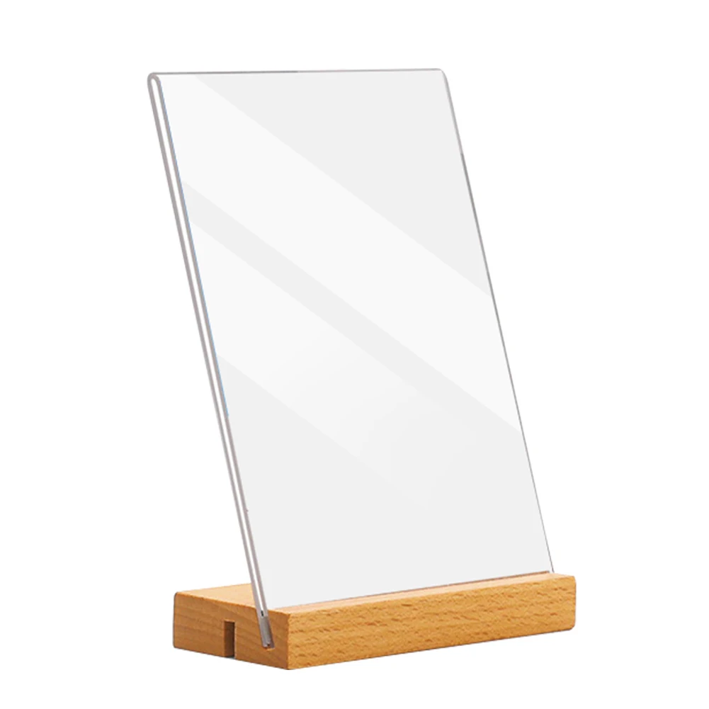 Sign Holder Wood Base Office Restaurants Store Menu Picture Frame Desktop For Table Top Dual Use T L Shape A4 A5 Double Sided