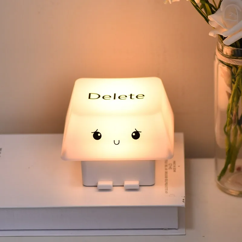 Cute Delete Keycap Mood Light Decompression Creative Retractable Phone Holder USB Charging Home Bedroom Bedside Night Light