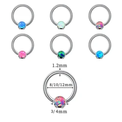 1PC G23 Titanium Opal Stone Captive Bead Rings Septum Nose Ring For Women Fashion Piercing Body Jewelry