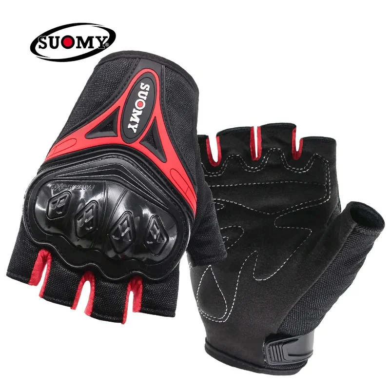 

SUOMY Summer Half Finger Women Men Motorcycle Gloves Fingerless Protector Biker Motocross Riding Cycling Motorcyclist Gloves