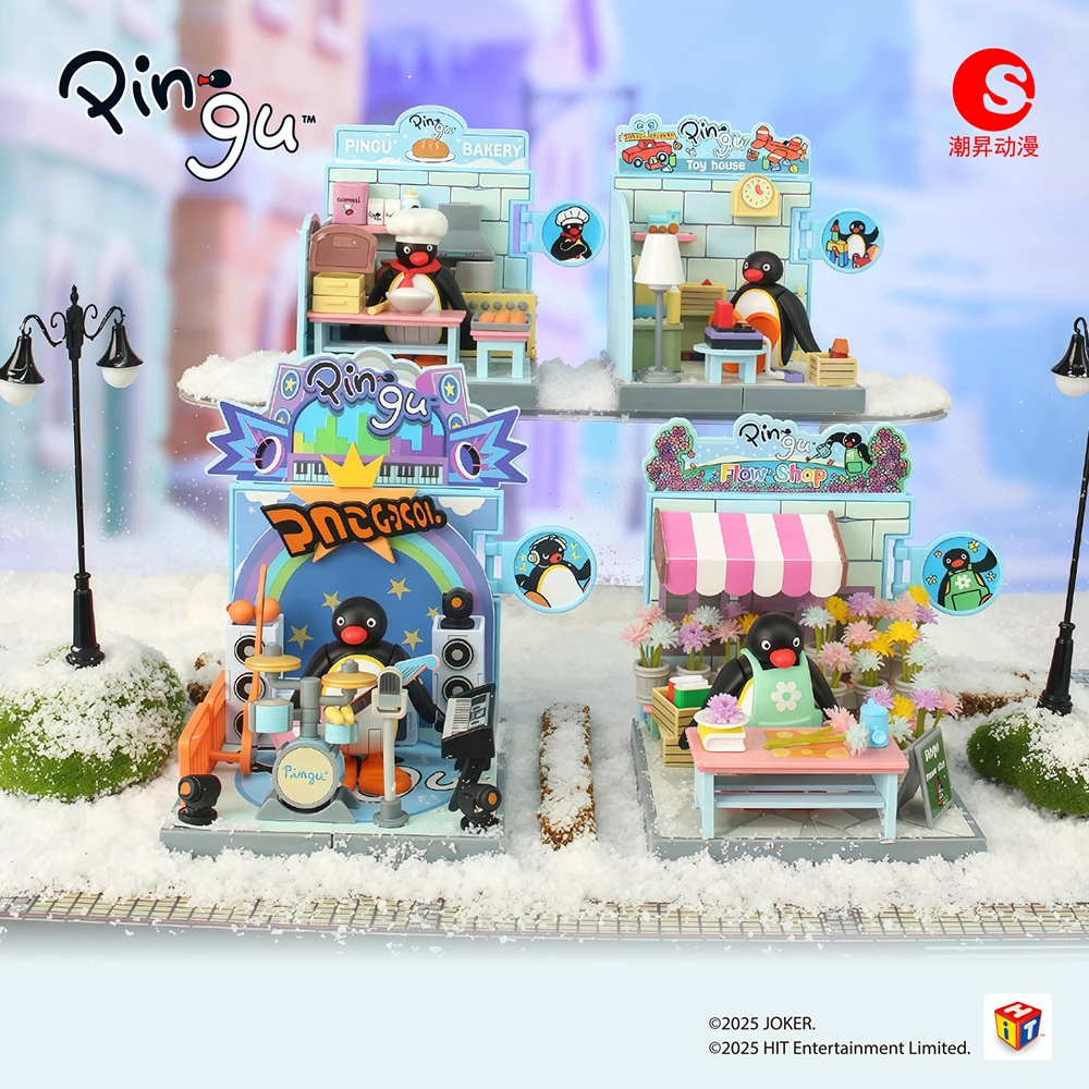 Original na moda som pingu sonho casa série caixa cega montagem dos desenhos animados tendência decorações modelo brinquedos meninos meninas presentes em estoque