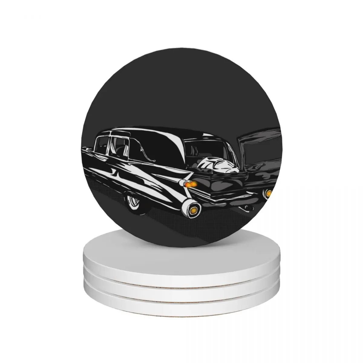 

Vinatage Hearse with Coffin Ceramic Coasters (Set of 4) personalize cup holder cup pads holder Coasters