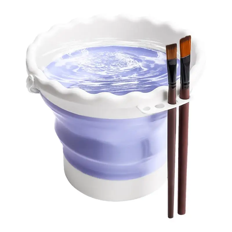 

Paint Brush Washer Brush Holder Rinse Cup Silicone Foldable Oil Painting Supplies For Arts And Crafts Cleaning