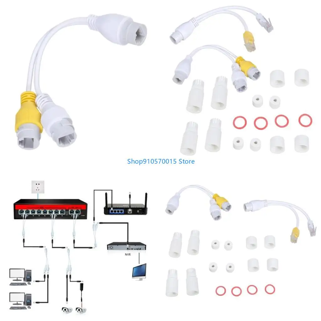 B95C Networking Splitter Double POE Output Power Over Ethernet Adapter Cable Splitter