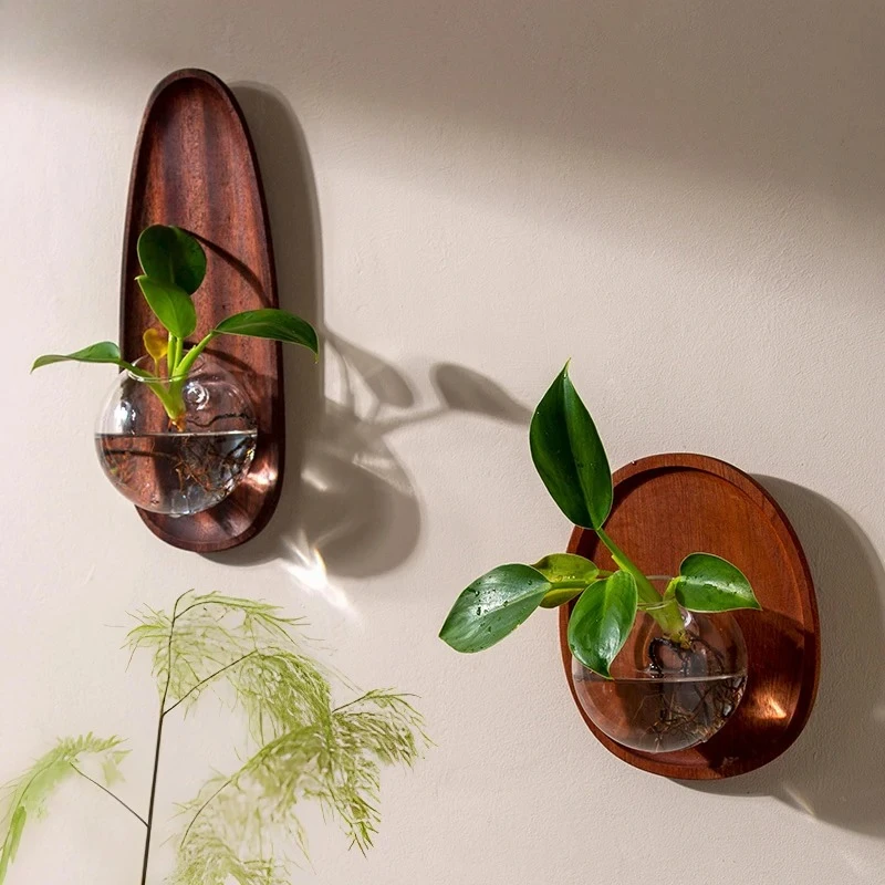 Wall Mounted Glass Vase Glass Fish Tank Wall Decoration Hydroponic Vase Wall Vases Flower Arrangement Pendant Hangings Vases