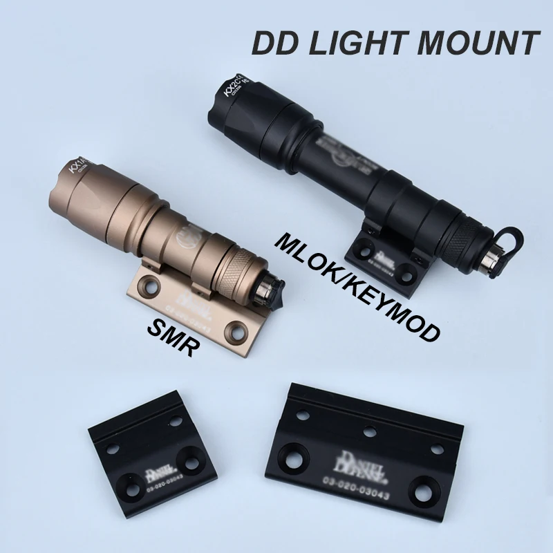 Tactical DD SMR Mlok Keymod Metal Base Fit Surefir M300 M600 Flashlight Weapon Hunting Scout Light Offset Side Mount Accessories