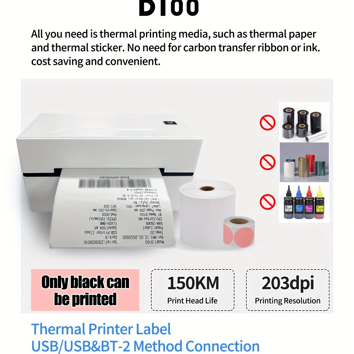 Marklife D100 Thermal Shipping Label Printer Compatible With PC And Smartphone Shipping Labels Barcode Label Thanks Labels Jar