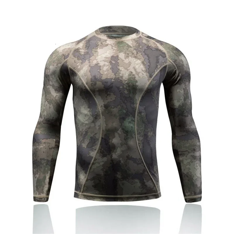 

Tactical T Shirt Men Camo Long Sleeve Combat Shirts Quick Dry Fit Camouflage Outdoor Running Hiking Hunting Compression Shirt