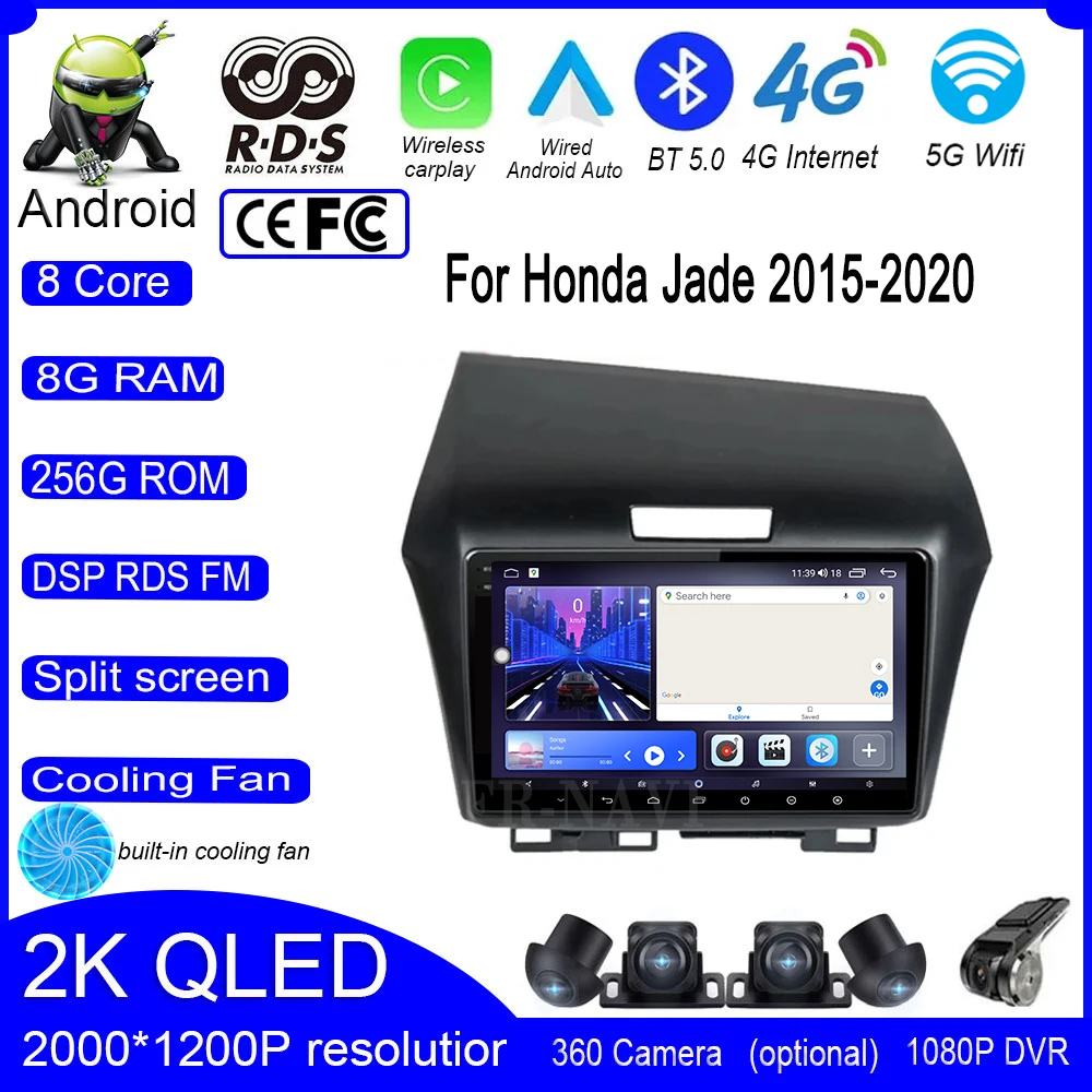 9 inch Android 14 For Honda Jade 2015-2020 Car Radio Multimedia Video Player Navigation