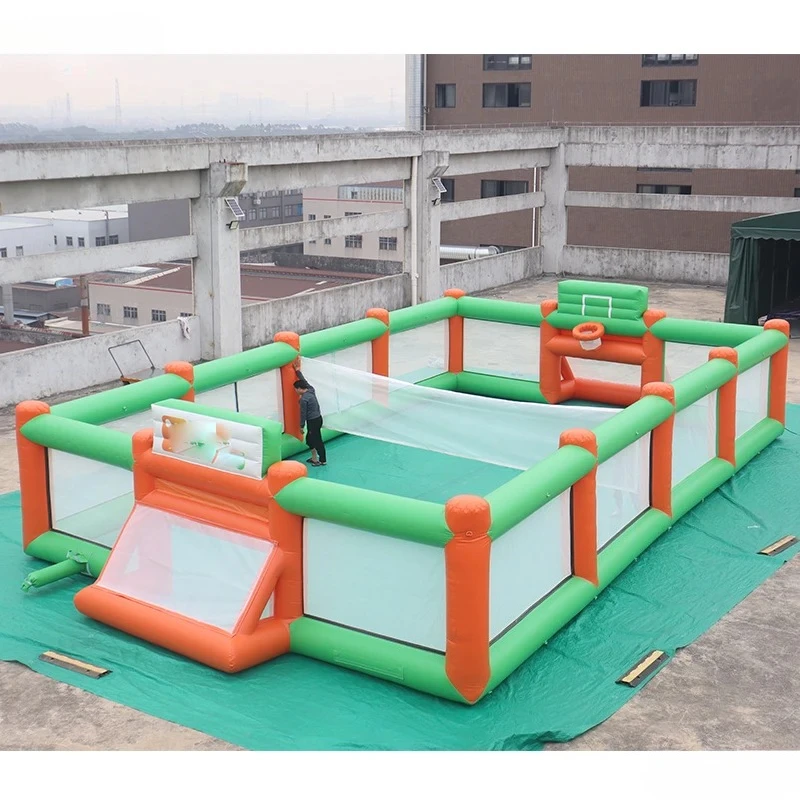 Inflatable Sports Arena Court Inflatable Soccer Basketball Volleyball Field 3 in 1 Game