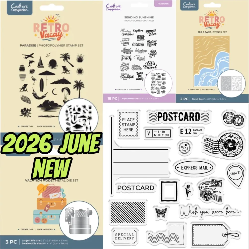 NUEVO 2026 Retro Vacay - Troqueles de corte con diseño de escena de paraíso insular, plantilla de decoración para álbum de recortes y diario, plantilla de grabado en relieve, para manualidades y tarjetas de felicitación