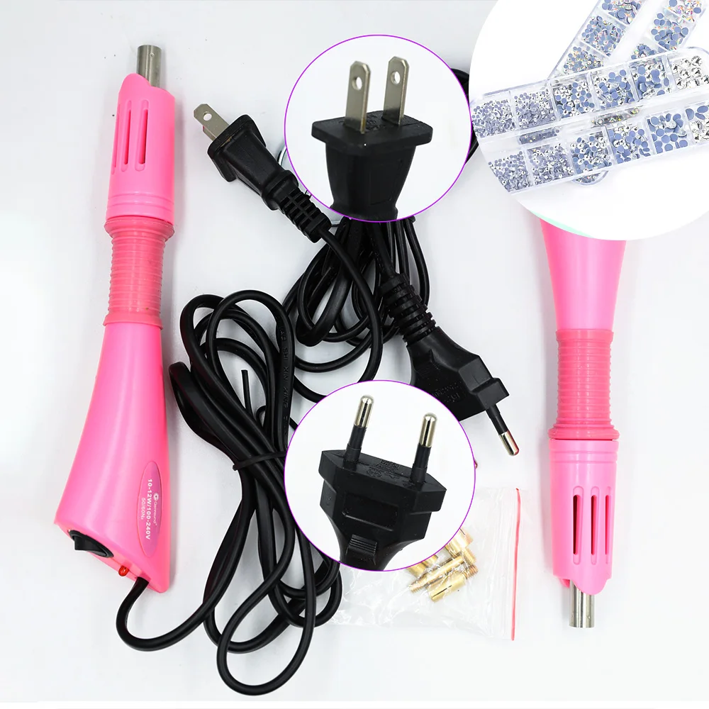 VC Hotfix Stone DIY Hot Fix Rhinestone Applicator Wand Setter Tool set ,Tweezers & Brush Kit & Glass Crystal Rhinestones