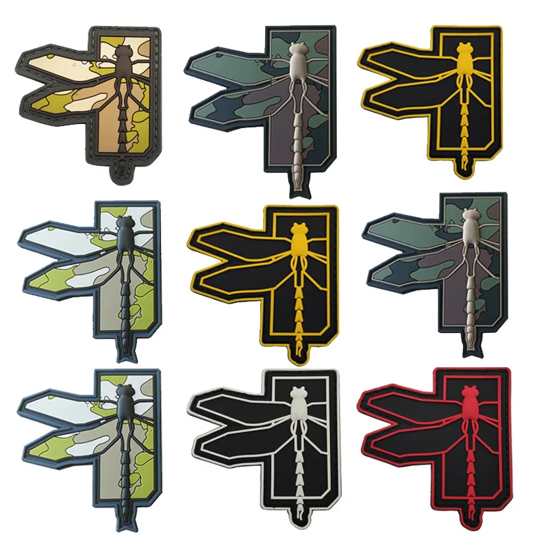 Tactical Bag Accessories Badge MC Camo Dragonfly PVC Drop Glue Armband Morale Backpack Badge Jacket Hook Loop Patch