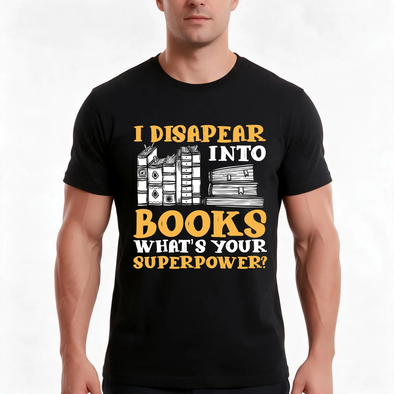 Bookworm I Disappear Into Books What's Your Superpower Book LoverReader T-Shirt Summer Casual Cotton Tee Vintage Graphic Print