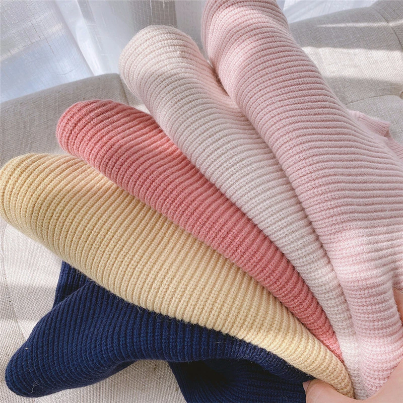Solid Color Baby Girls Soft Wool Knitted Sweater for Children\'s Tops Clothes Spring Autumn Kids Cashmere Pullover Sweaters