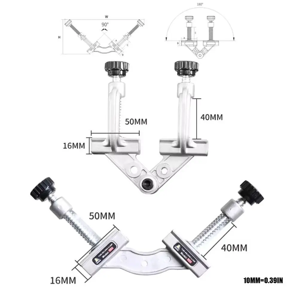 Stainless Steel Angle Clamp Holder Square Tube 90 / 10-180 Degree Woodworking Clamp Welding Positioner TC1/TCA2