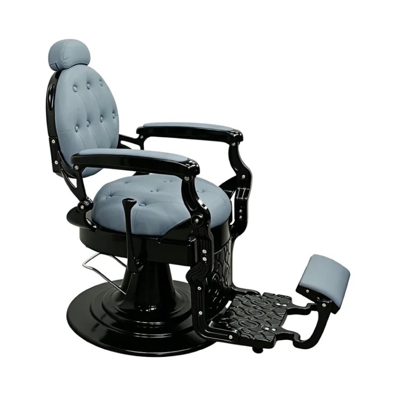 Retro Industrial Style Hydraulic Barber Chair 360 Swivel Reclining With Heart Shaped Backrest For Salon Use