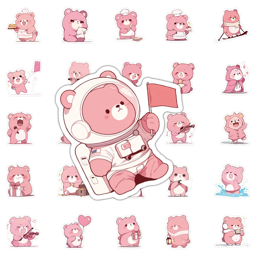 

10/30/60PCS Cute Cartoon Pink bear INS Style kawaii Stickers Waterproof Decals Children's Toys DIY Pencil Case Phone Case