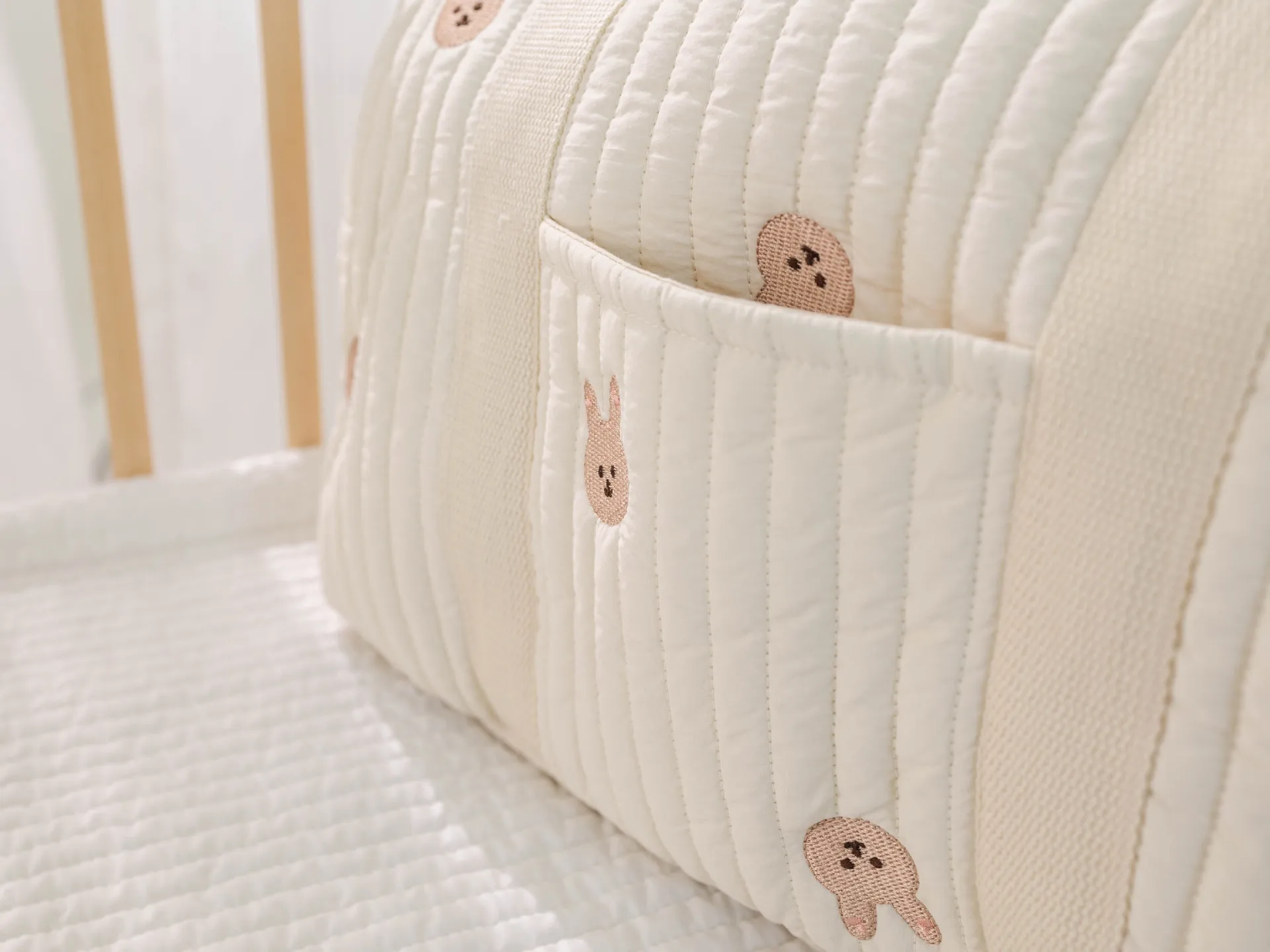 Personalisierte Niedliche Bären- & Hasen-Wickeltasche mit Individuell Gesticktem Namen, Große Kapazität, Reisetasche für Mütter, Geburtstasche, Babyparty-Geschenk – Detail 19