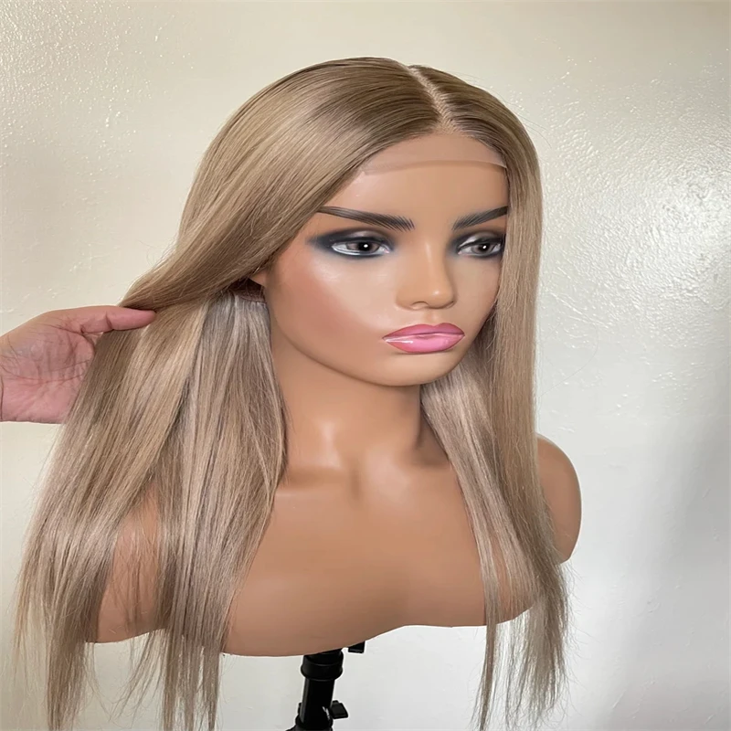 13x4 Wig depan renda pirang lurus Wig rambut manusia 13x6 HD Wig Frontal renda depan Ombre 22 inci Wig rambut manusia depan untuk wanita