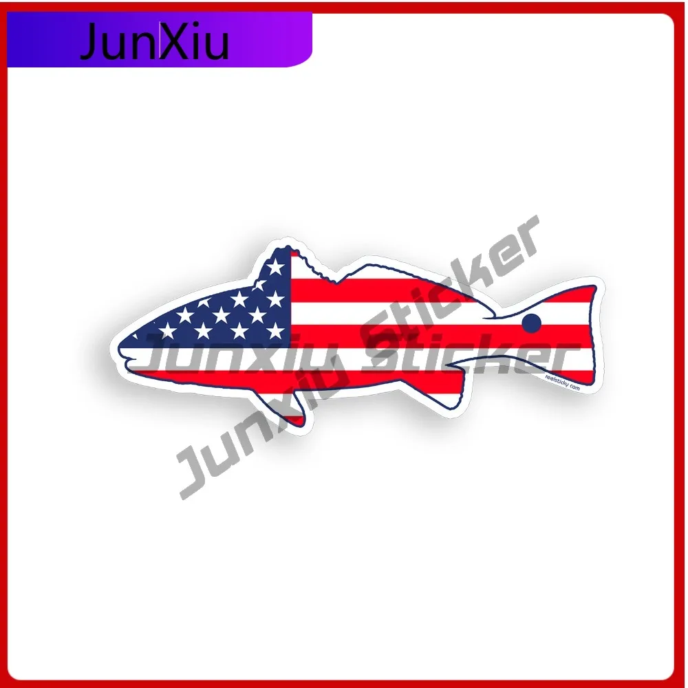 

Redfish Red Fish Sticker USA American Flag Cup Vehicle Decal Cute Waterproof Vinyl Decoration Car Laptop Window Bumper