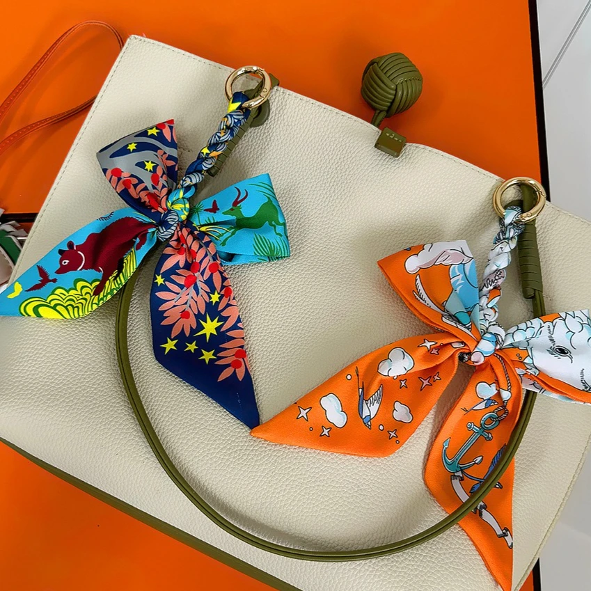 Women's Ribbon DIY Bow Fashion Weaving Silk Scarf Keychain Pendant Keyring Charm Bag Car Keychain Keychain Bag Accessories