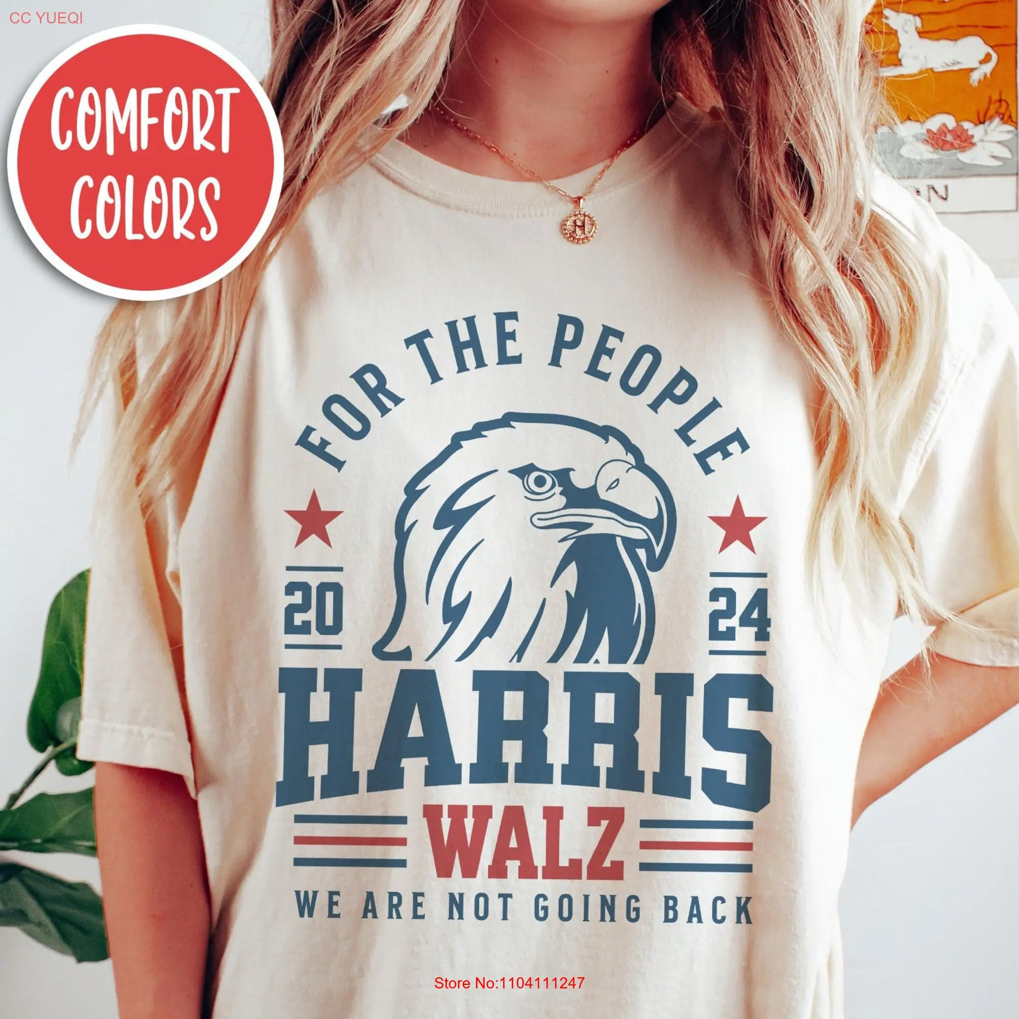 Harris Walz 2024 T Shirt Kamala Madam President Vice Tim Vote Blue Anti Trump s long or short sleeves