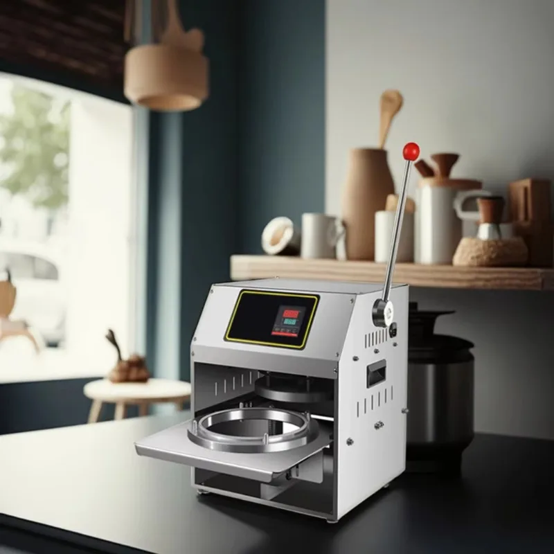 

Electric Semi-Automatic Hand Press Aluminum Foil Film Sealing Machine Fast Small Scale for Takeout Meal Boxes Beverages