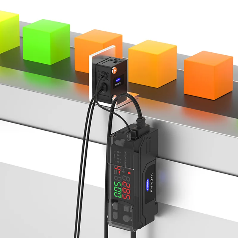 FW-V21N Color Detection  Coaxial Probe RGB Light Source Photoelectric Color Sensor Color Recognition Sensor With 8 Channels