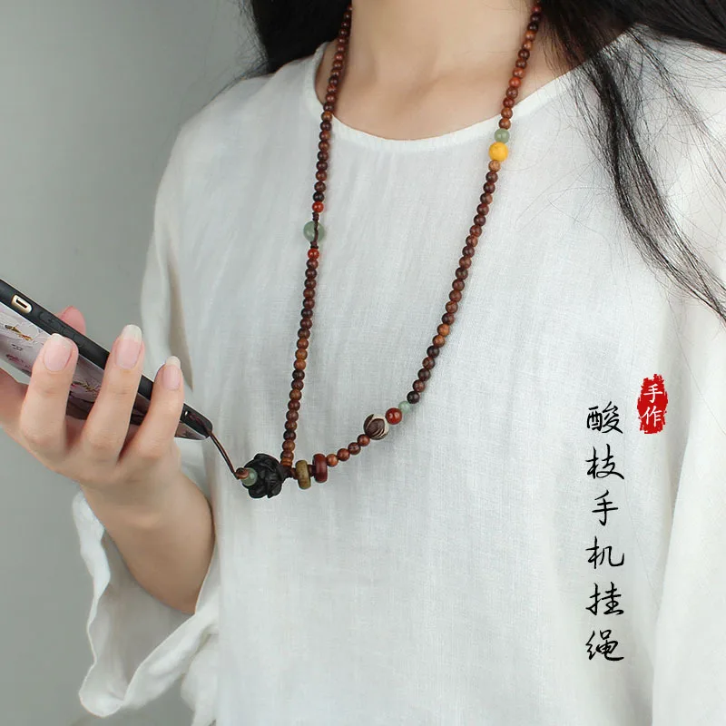 

Аксессуары для самостоятельного изготовления: шнурок для телефона в китайском стиле, с застежкой-лотосом, высококачественная длинная цепочка для телефона, деревянные бусины, буддийский стиль.