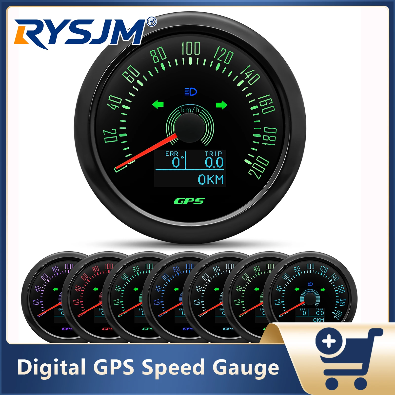 

7 Color Backlight GPS Speed Gauge 85mm Speedometer With GPS Antenna Speed Indicator For Motorcycle Marine Boat Car Waterproof