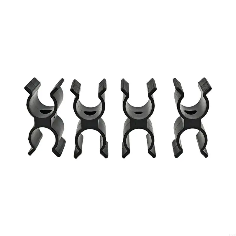D5BE Double Tube Mounting Clamp Set Black Nylon Marine Boat Hardware with Flat Base Design for 7/8 to 1inch Diameter Tube