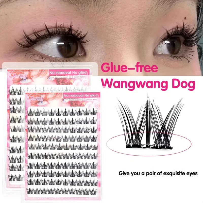 10列の大容量グルーフリーつけまつげ シングルクラスター Cカール ナチュラルセルフ接着つけまつげ