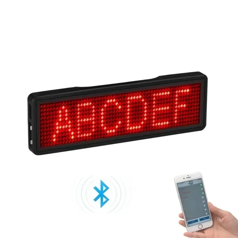 Rechargeable Bluetooth Digital LED Badge Insignia DIY Programmable Scrolling Message Board Mini LED Display LED Name Tag