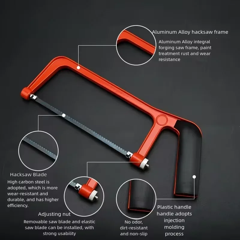 Mini sierra para metales de 6 pulgadas, sierra manual pequeña ajustable para carpintería, corte de metal, proyectos domésticos de bricolaje y uso infantil