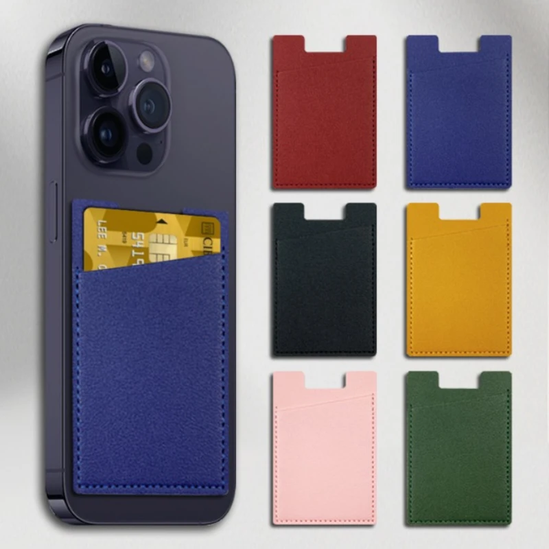 Hot Sale Leather Cell Phone Wallet Case Mobile Phone Credit ID Card Holder Pocket Fashion Self-Adhesive Sticker Card Bag