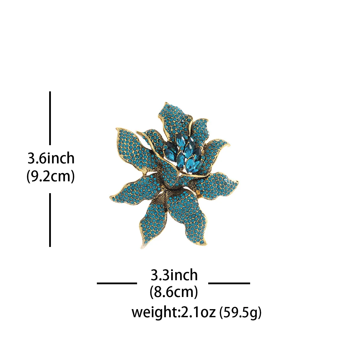 Women Elegant Large Full Crystal Flower Luxury Brooches Badges Lady Casual Party Banquet Shiny Boutique Pins Accessories Corsage