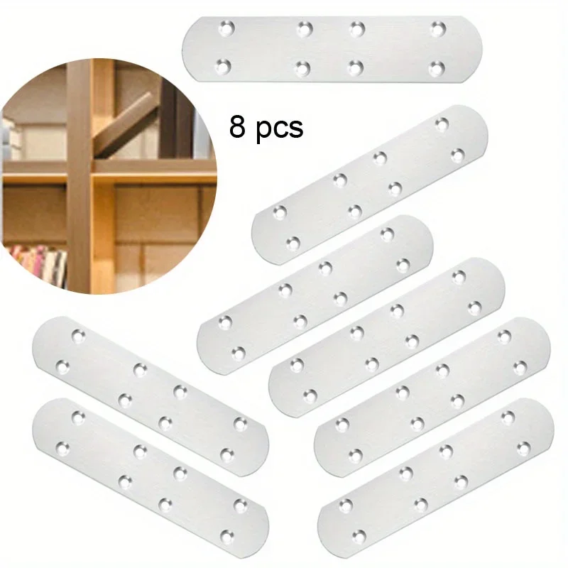 

8pcs Steel Plates for Wood Fixing Connector Fixing Brackets DIY Brackets Flat Corner Brace Plates Metal Repair Stainless